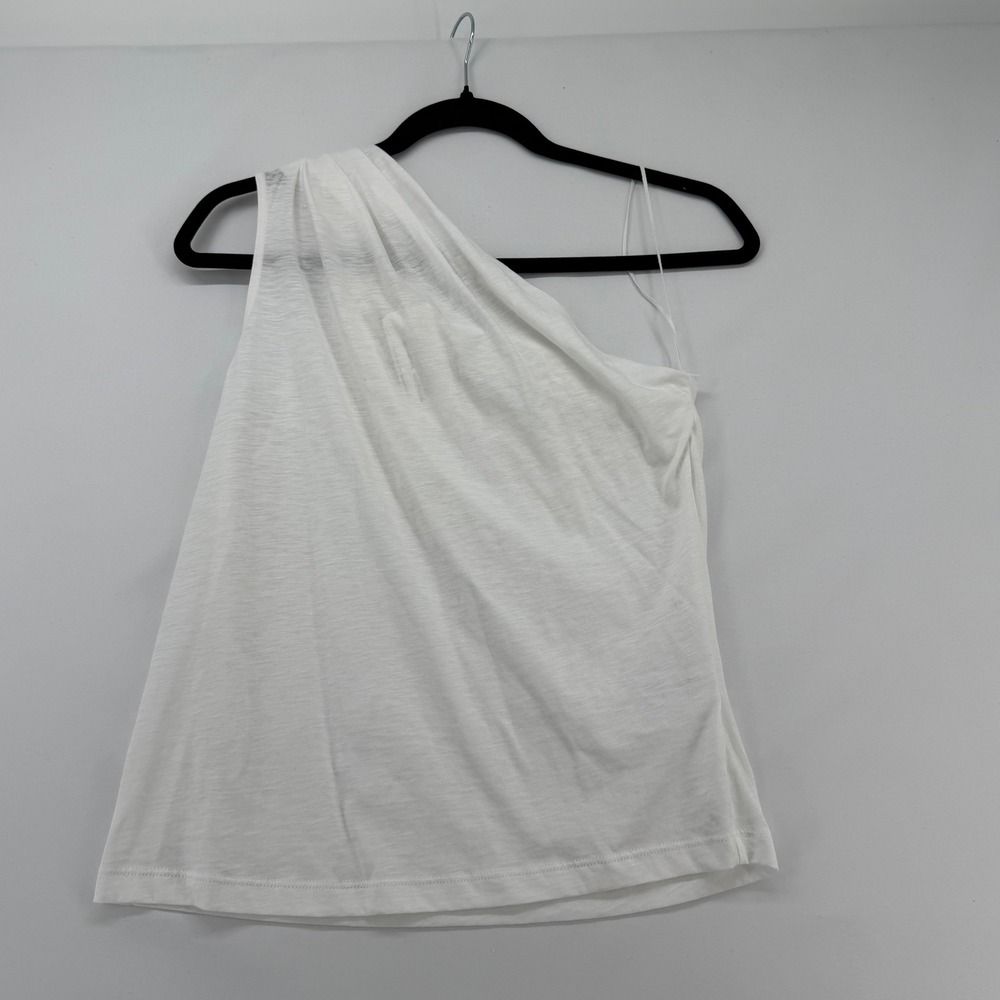 Nation LTD Emberly One Shoulder Top White Pima Cotton Asymmetric Tank Small NWT